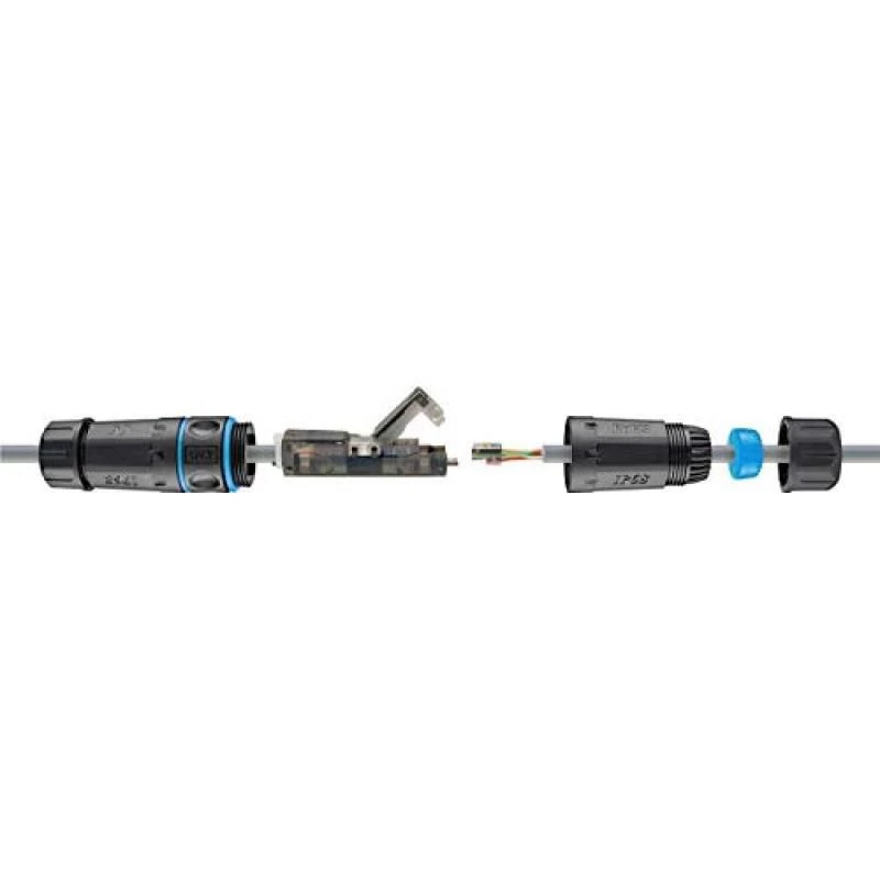 Goobay 44416 Outdoor (IP68) LAN Network Cable Connector, CAT 6A UTP Shielded, Dustproof and Waterproof, LSA Mounting, Tool-Free, 500 MHz Bandwidth 