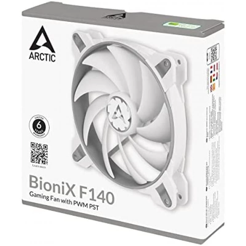 ARCTIC BioniX F140 - 140 mm Gaming Case Fan with PWM Sharing Technology (PST), quiet motor, Computer, Fan Speed: 200-1800 RPM - Grey, White 