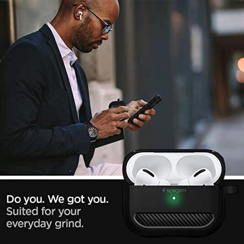 Spigen Rugged Armor Designed for Apple Airpods Pro Case (2019) - Matte Black 