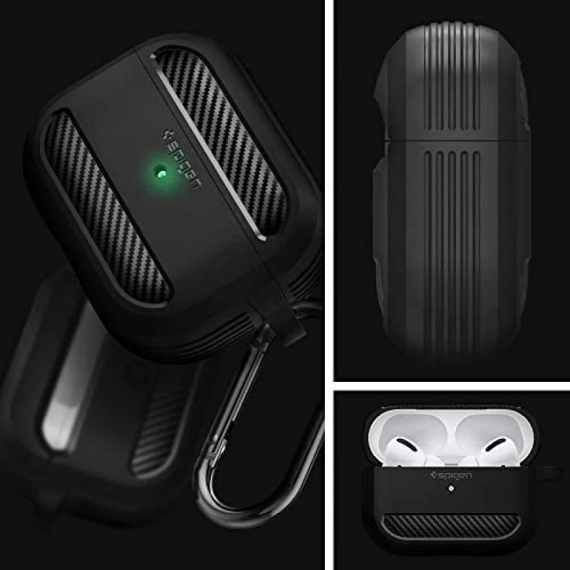 Spigen Rugged Armor Designed for Apple Airpods Pro Case (2019) - Matte Black 