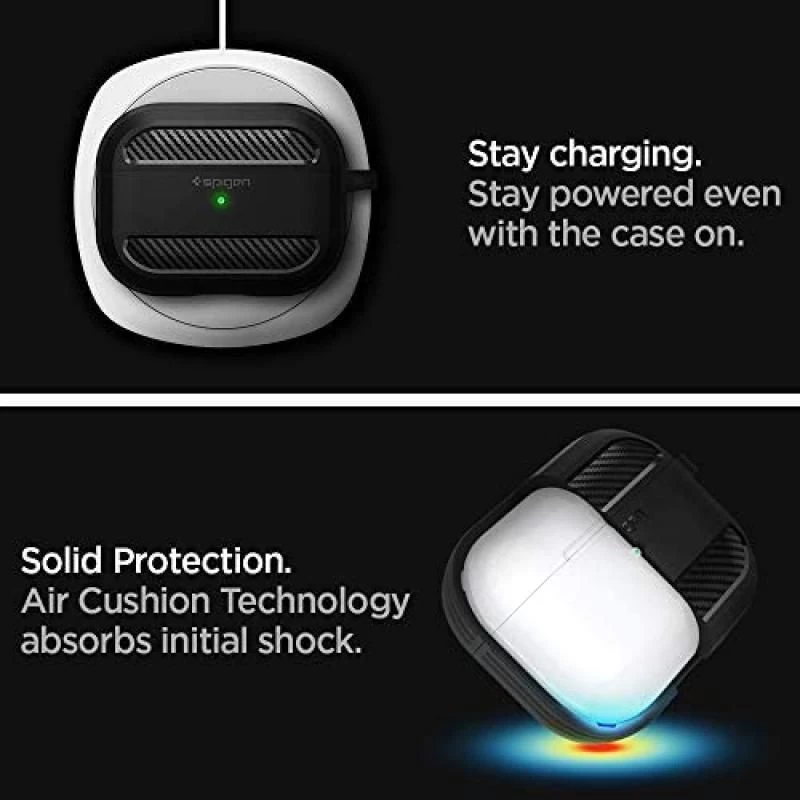 Spigen Rugged Armor Designed for Apple Airpods Pro Case (2019) - Matte Black 