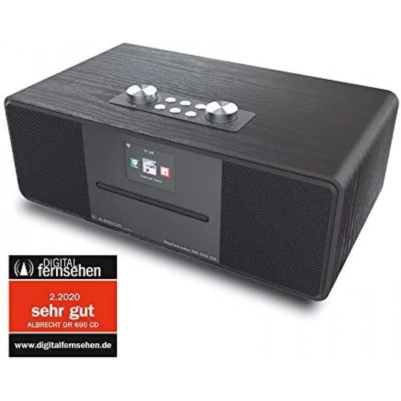 Albrecht DR 690 CD, DAB+/FM/Internet/CD, black wood housing, 2.8 inch colour display, 