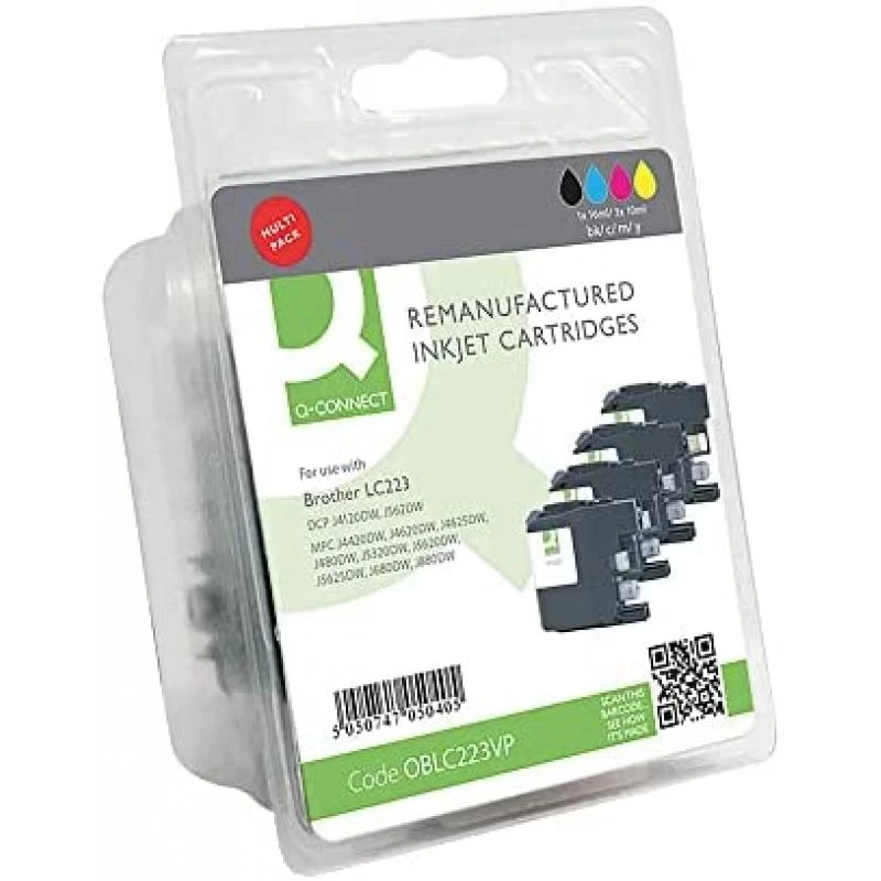 Remanufactured Inkjet Cartridges Multi-Pack Compatible with Brother Models, 16 ml Black/Cyan/Magenta/10 ml Yellow 