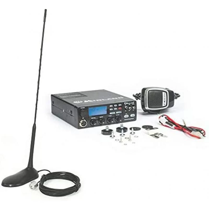 Pack Midland CB Radio Alan 48 Multi Plus B 4W 12V, 40 channels + Extra 45 Antenna with 45 cm magnet, SWR 1.0 