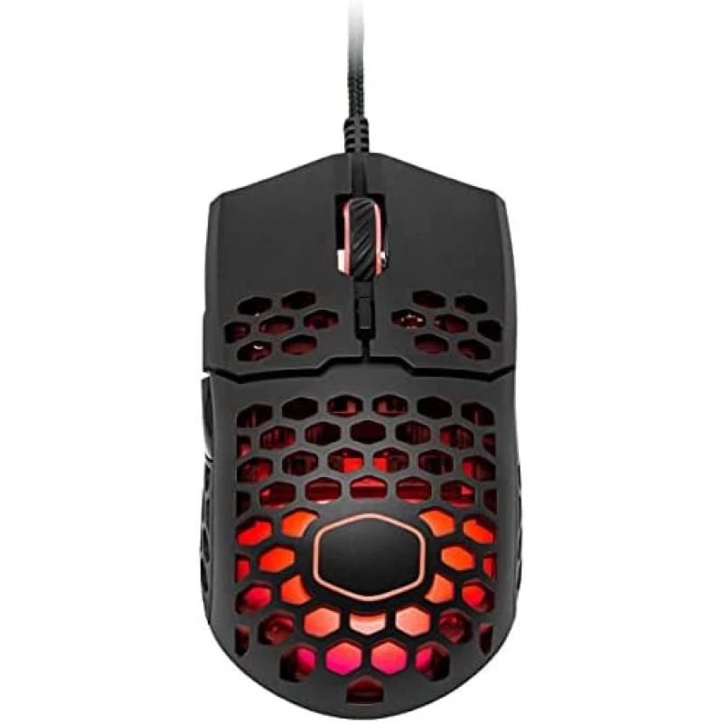 Cooler Master MM711 RGB-LED Lightweight 60g Wired Gaming Mouse - 16000 DPI Optical Sensor, 20 Million Click Omron Switches, Smooth Glide PTFE Feet, and Ambidextrous Honeycomb Shell - Matte Black 