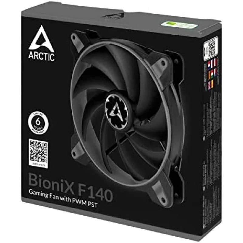 ARCTIC BioniX F140 - 140 mm Gaming Case Fan with PWM Sharing Technology (PST), quiet motor, Computer, Fan Speed: 200-1800 RPM - Grey 