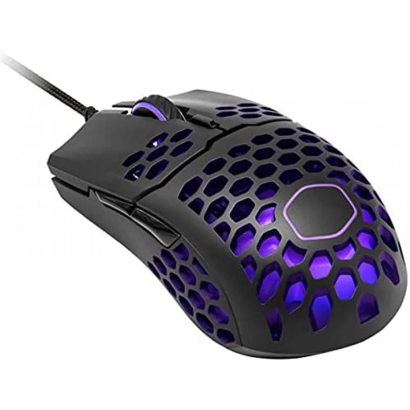 Cooler Master MM711 RGB-LED Lightweight 60g Wired Gaming Mouse - 16000 DPI Optical Sensor, 20 Million Click Omron Switches, Smooth Glide PTFE Feet, and Ambidextrous Honeycomb Shell - Matte Black 