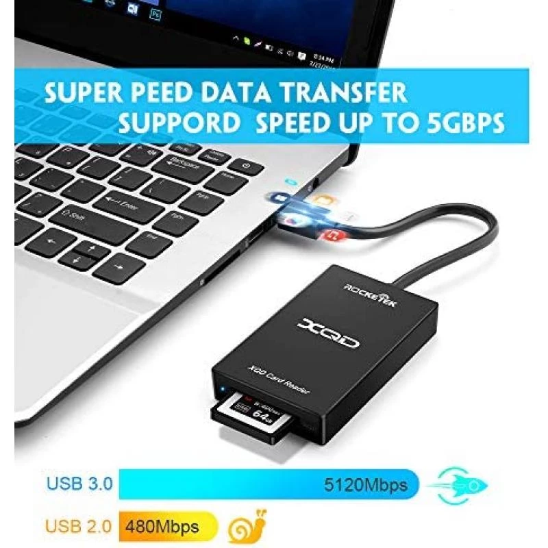 Eletrand XQD Card Reader USB 3.0 XQD memory Card Reader Compatible with the Sony G/M Series USB Mark XQD-Karte, Lexar 2933x / 1400x USB Mark XQD Card for Windows/Mac OS … 