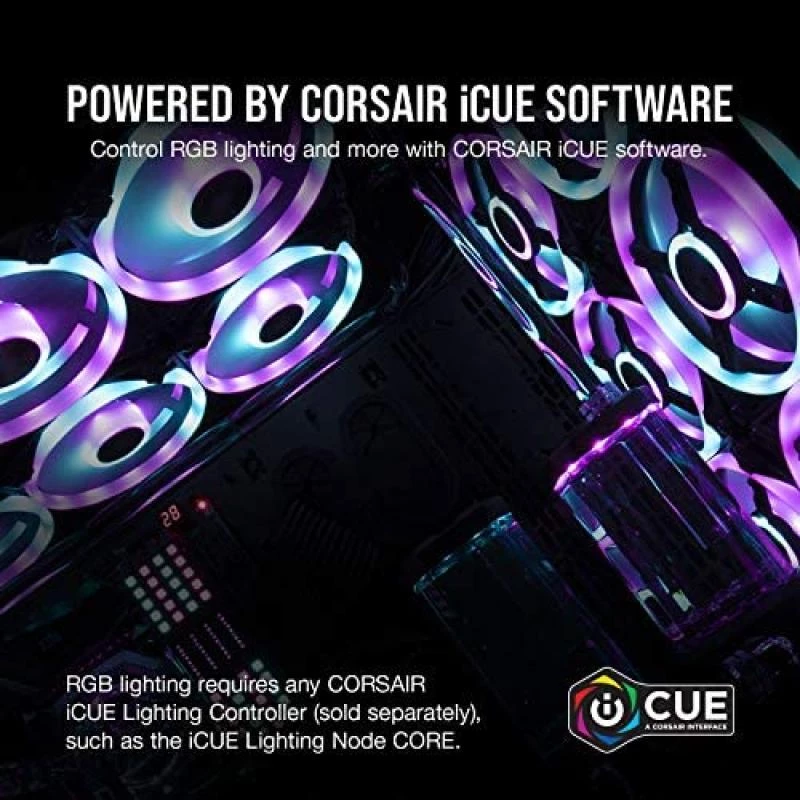 Corsair iCUE QL140 RGB, 140 mm RGB LED PWM Fan (34 Individually Addressable RGB LEDs, Speeds Up to 1,250 RPM, Low-Noise) Single Pack - Black 