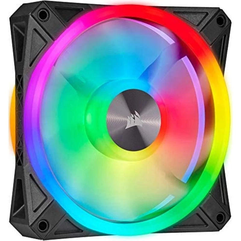 Corsair iCUE QL120 RGB, 120 mm RGB LED PWM Fan (34 Individually Addressable RGB LEDs, Speeds Up to 1,500 RPM, Low-Noise) Single Pack - Black 