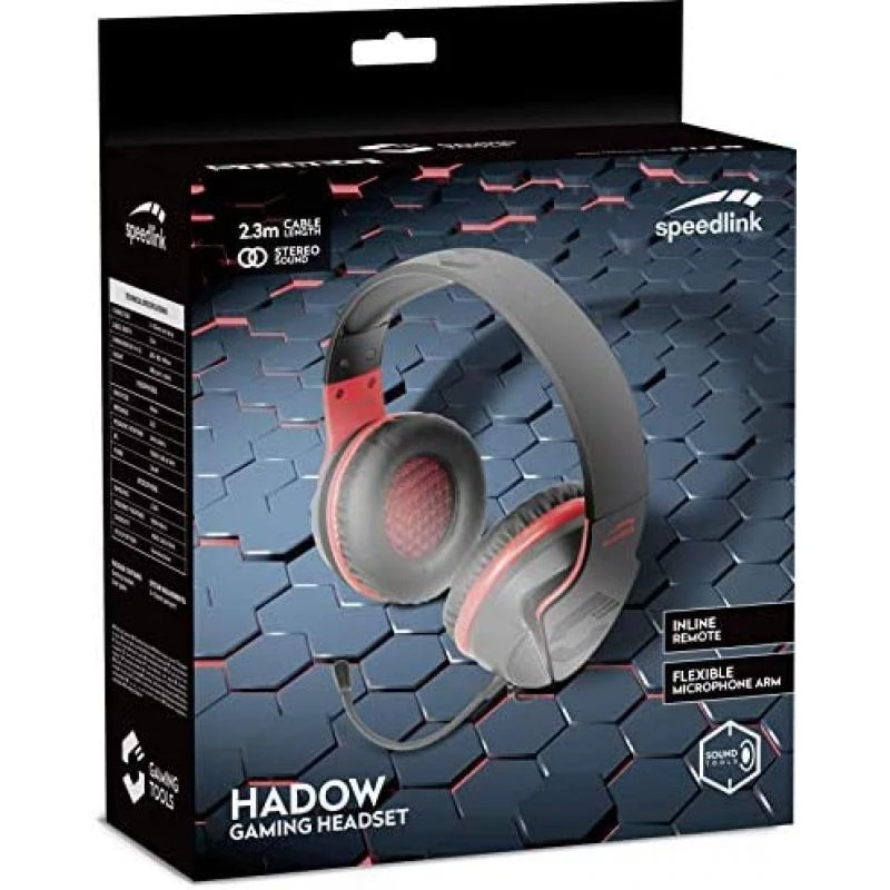 Speedlink Hadow Stereo PC Gaming Headset with Flexible Microphone, Stereo Jack 2.3m Cable, Adjustable 