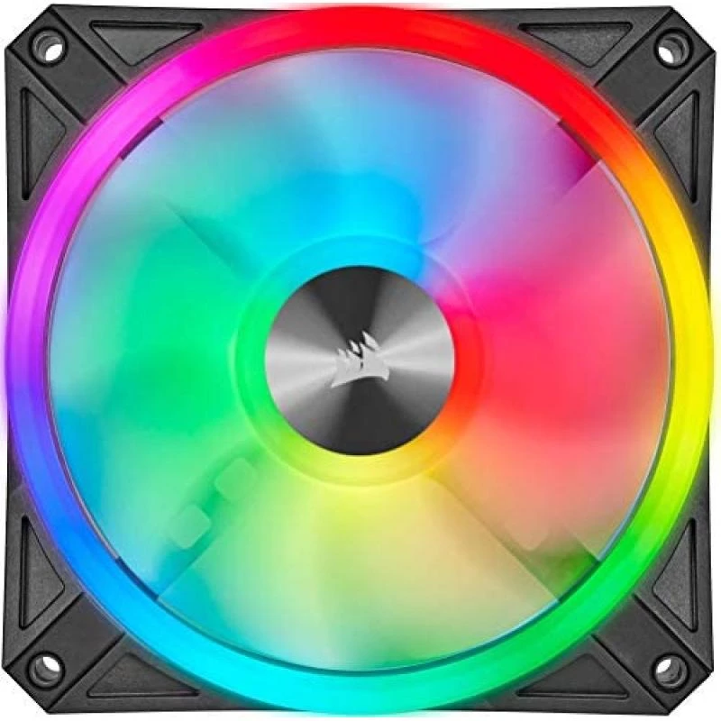 Corsair iCUE QL120 RGB, 120 mm RGB LED PWM Fan (34 Individually Addressable RGB LEDs, Speeds Up to 1,500 RPM, Low-Noise) Single Pack - Black 