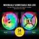 Corsair iCUE QL120 RGB, 120 mm RGB LED PWM Fans (102 Individually Addressable RGB LEDs, Speeds Up to 1,500 RPM, Low-Noise) Triple Pack with iCUE Lighting Node CORE Included - Black 