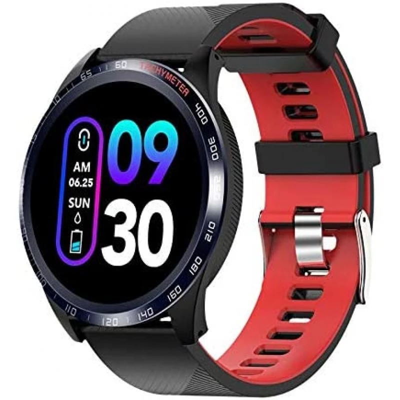 novasmart - runR IV Smartwatch, Fitness Tracker, Activity Tracker, Smart Band with Colour Display, Heart Rate and Blood Pressure Measurements, Sleep Monitor, Calorie Counter, Step Counter - Black/Red 