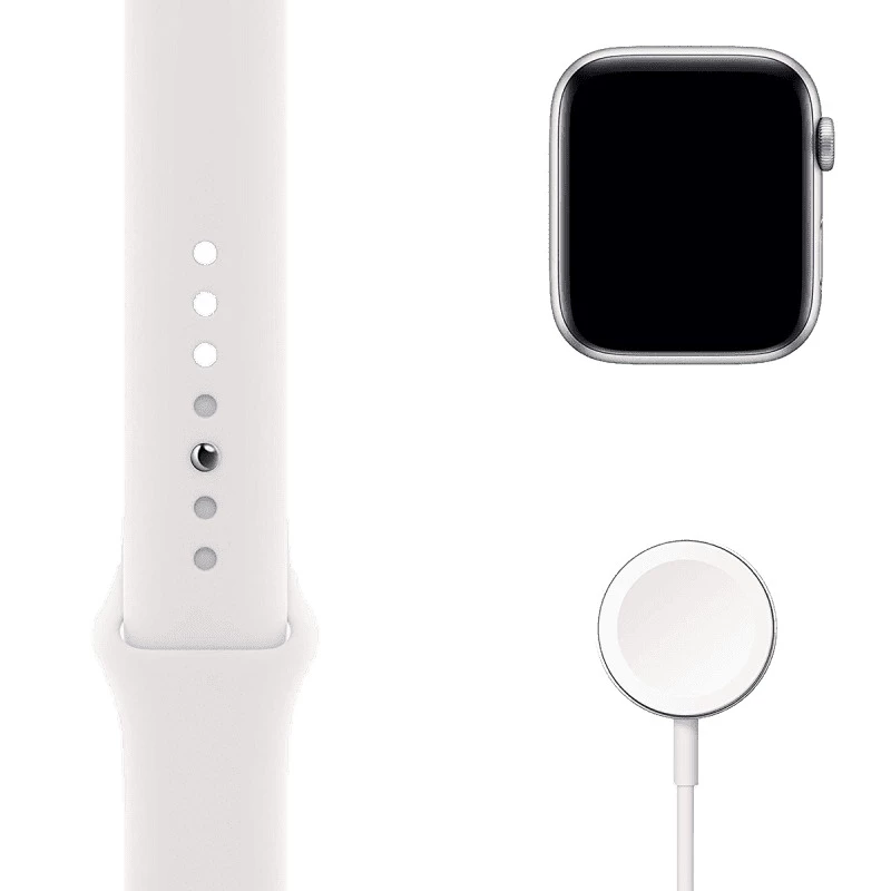 Apple Watch Series 6 (GPS, 44mm) Silver Aluminium with Sports Band - White